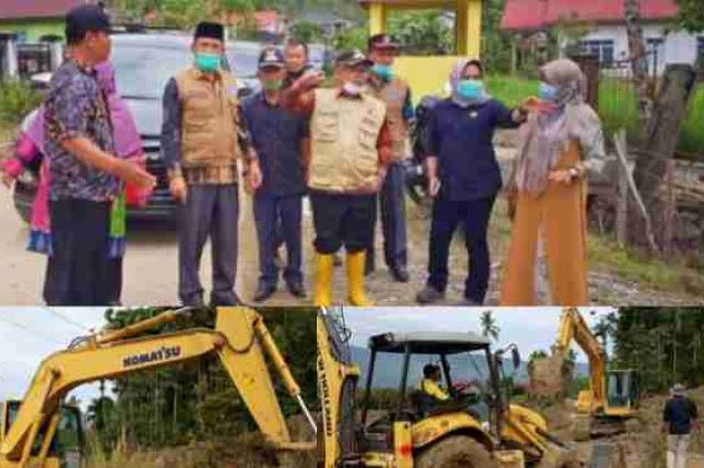 Wabup Kerinci dan Sekda Asraf Tinjau Lokasi Tanah Longsor di Desa Baru Sungai Deras