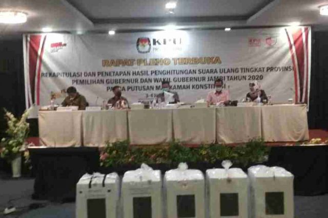 Hasil Pleno PSU Pilgub KPU Provinsi Jambi, Haris-Sani Tetap Unggul