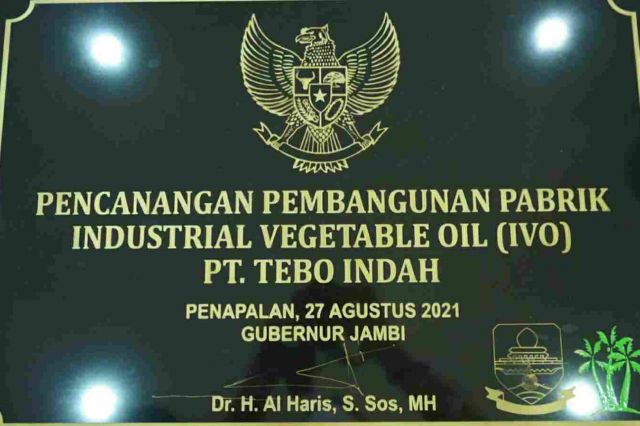 Gubernur Al Haris Resmikan Pencanangan Pembangunan Pubrik IVO PT Tebo Indah