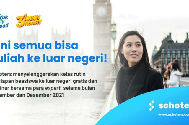 Rayakan Third Anniversary, Schoters Beri Layanan Bimbingan Beasiswa Luar Negeri dan IELTS Gratis