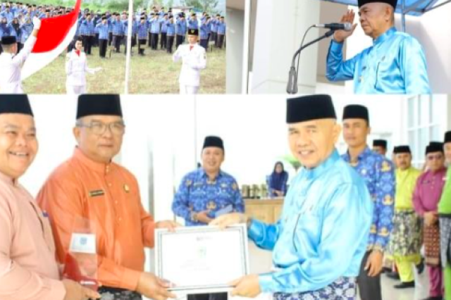 Upacara Peringatan Hari Lahir Pancasila, Bupati Adirozal Serahkan Berbagai Piagam Penghargaan