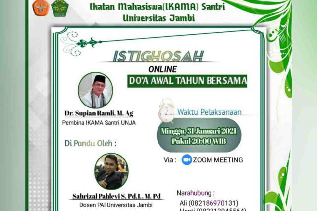 Peringati Harlah NU, Ikama Santri UNJA Adakan Istighosah Secara Virtual