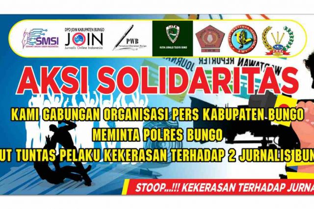 Kutuk Pengeroyokan 2 Wartawan, Gabungan Organisasi Pers di Bungo Kompak Gelar Aksi