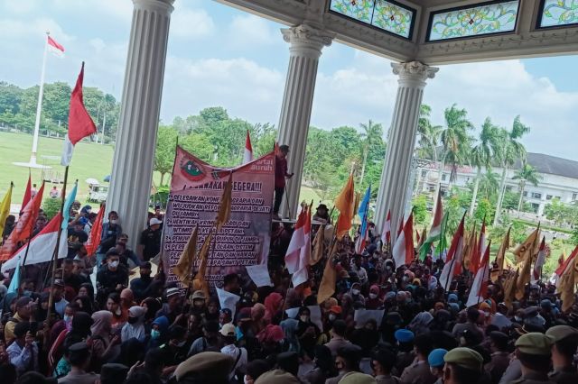 Aksi di Kantor Gubernur Jambi, Ratusan Massa Minta Kenaikan Harga Sawit