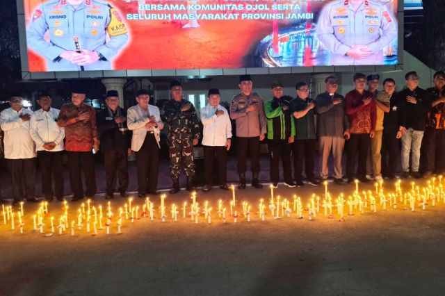 Gubernur Al Haris Hadiri Aksi Damai 1.000 Lilin Polda Jambi Bersama Ojol