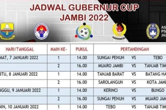 Jadwal Pertandingan Gubernur Cup Jambi 2022