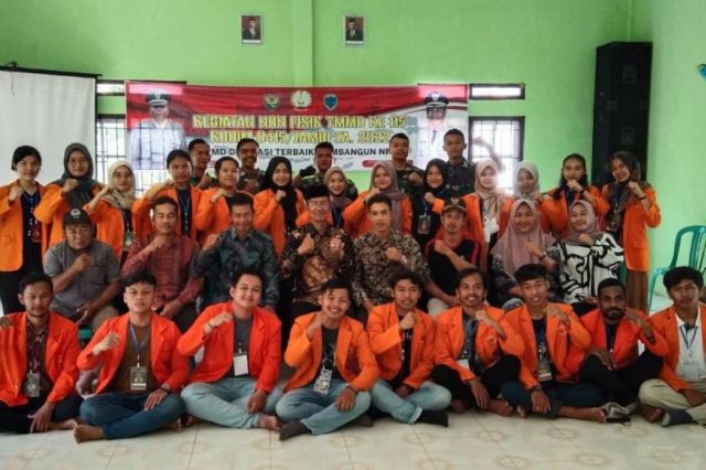 TMMD ke 115 Desa Kembang Sri Baru Dibantu Mahasiswa Kukerta UNJA