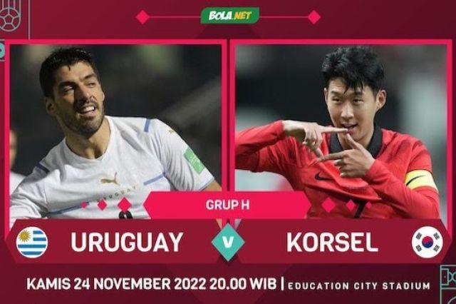 Prediksi Line Up dan Link Nonton Live Streaming Uruguay vs Korea Selatan Piala Dunia 2022 Qatar