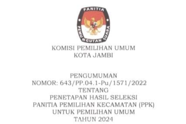 PPK Kota Jambi Diumumkan: Pelantikan 4 Januari