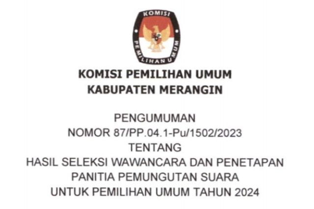 KPU Merangin Umumkan Anggota PPS Pemilu 2024: Ini Nama-namanya