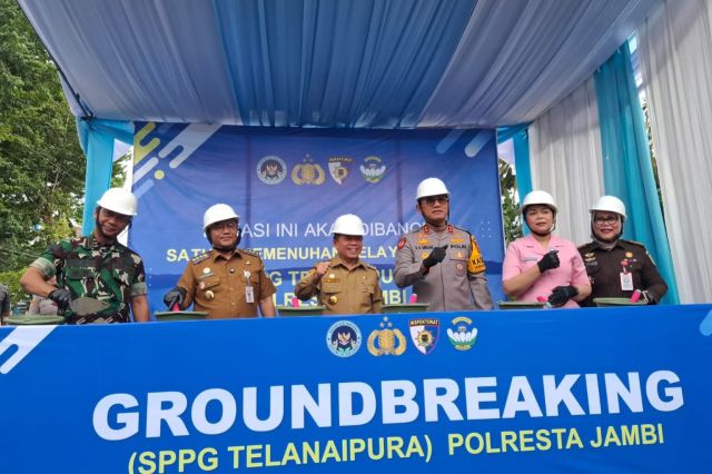Groundbreaking SPPG di Polsek Telanaipura: Gubernur Al Haris Apresiasi Peran Nyata Polda Jambi Bantu Percepatan Program MBG