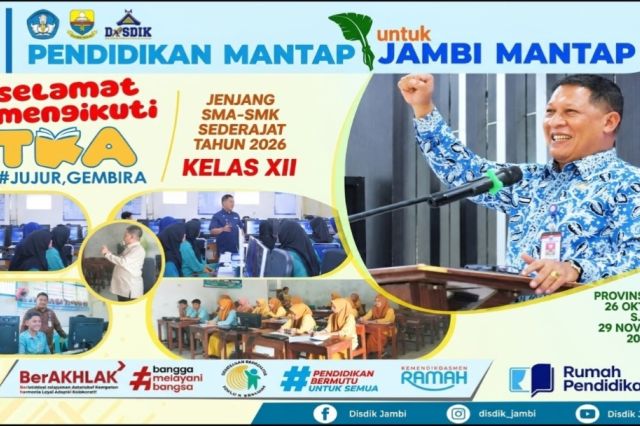Disdik Jambi Pastikan 54 Ribu Pelajar Siap Ikuti TKA 2026