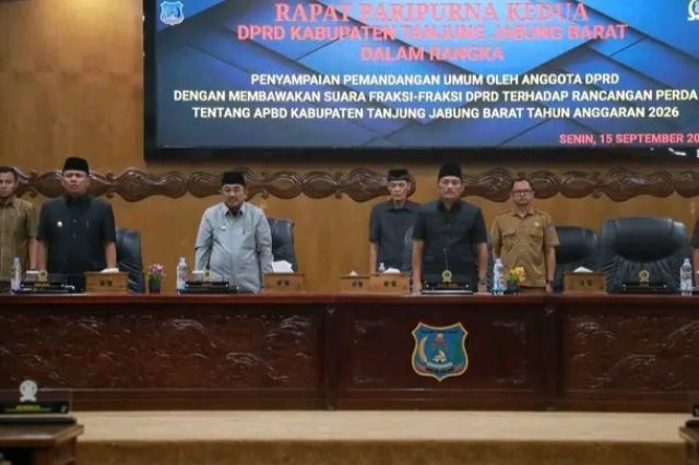 Bupati Anwar Sadat Hadiri Rapat Paripurna Kedua DPRD Tanjab Barat Bahas Ranperda APBD 2026