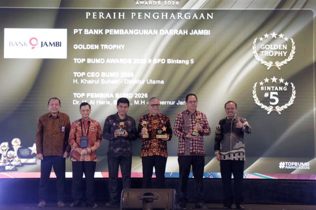 Kembali Torehkan Prestasi: Bank Jambi Raih Penghargaan Bergengsi TOP BUMD Awards 2026