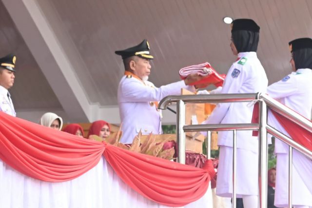 Berlangsung Khidmat, Mashuri Jadi Irup HUT ke 77 RI di Kantor Baru Bupati Merangin