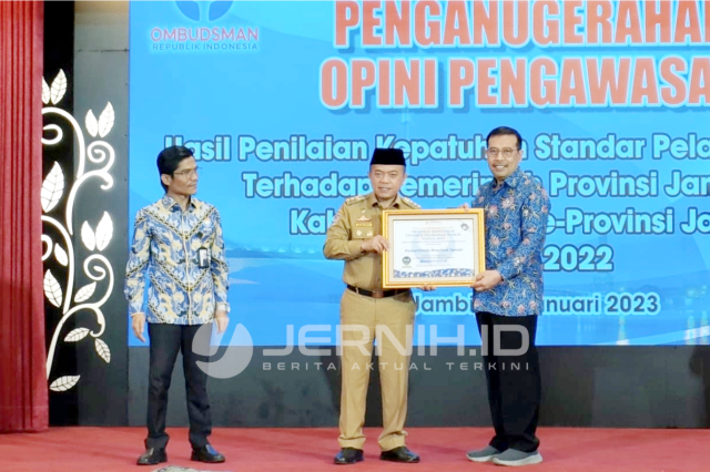 Provinsi Jambi Peringkat 7 Nasional Pelayanan Publik Terbaik dari Ombudsman RI