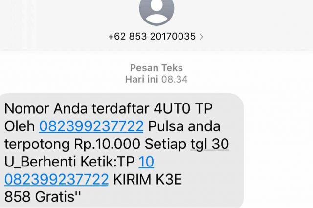 Hati-Hati! Penipuan Lewat SMS Semakin Marak yang Terbaru Modus ‘Auto TP’