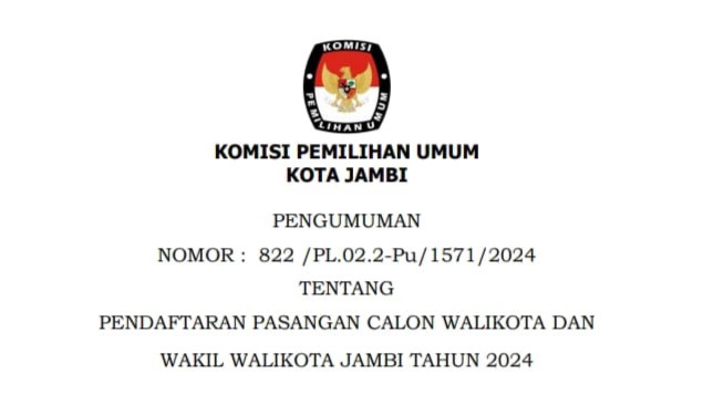 KPU Kota Jambi umumkan pendaftaran Pilwako Jambi 2024