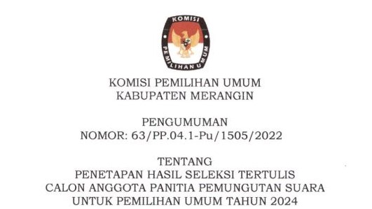 Pengumuman penetapan seleksi tertulis PPS Merangin