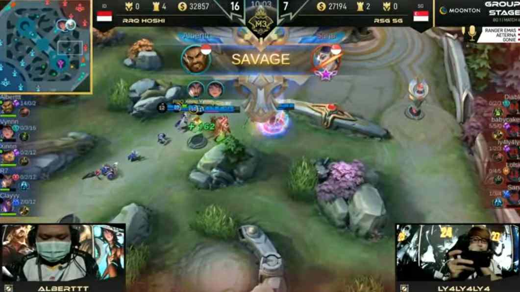 Raihan savage Alberttt RRQ Hoshi saat berhadapan dengan RSG di M3 Mobile Legends