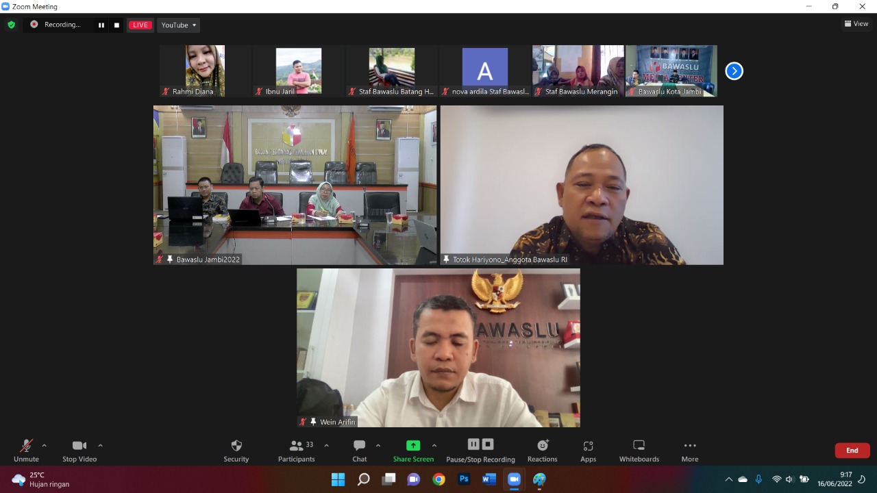 Webinar Cegah Sengketa yang diselenggarakan oleh Bawaslu Provinsi Jambi